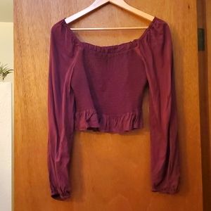 Angie Burgundy Smocked Top
